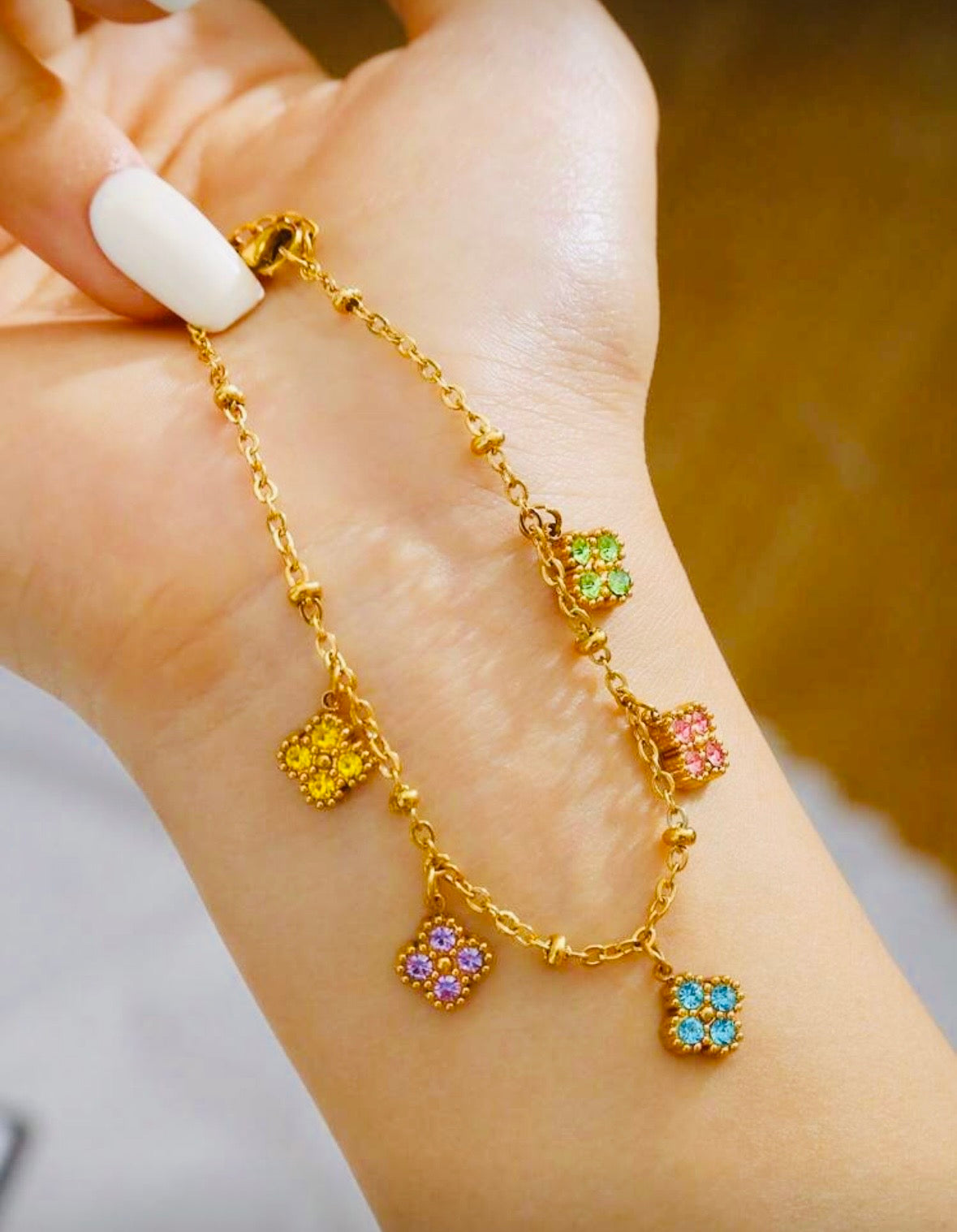 Stainless Steel Multicolour Clover Bracelet