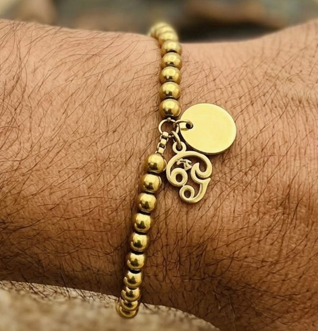 Men’s Stainless Steel,Gold Plated Aum Drawstring Bracelet