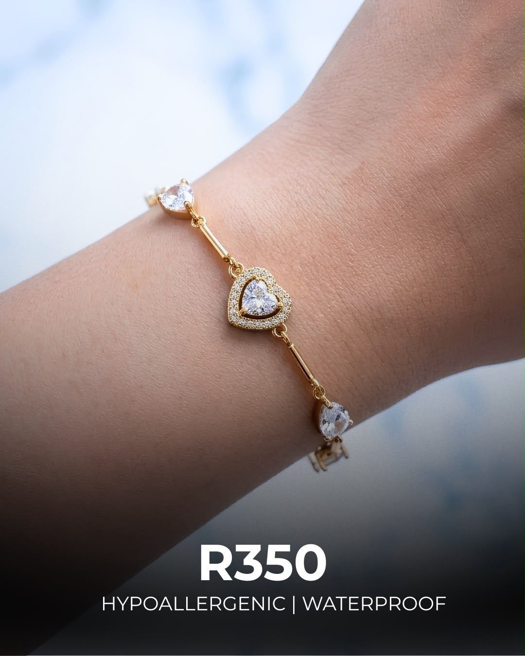 Heart Crystal Bracelet | Hypoallergenic & Waterproof