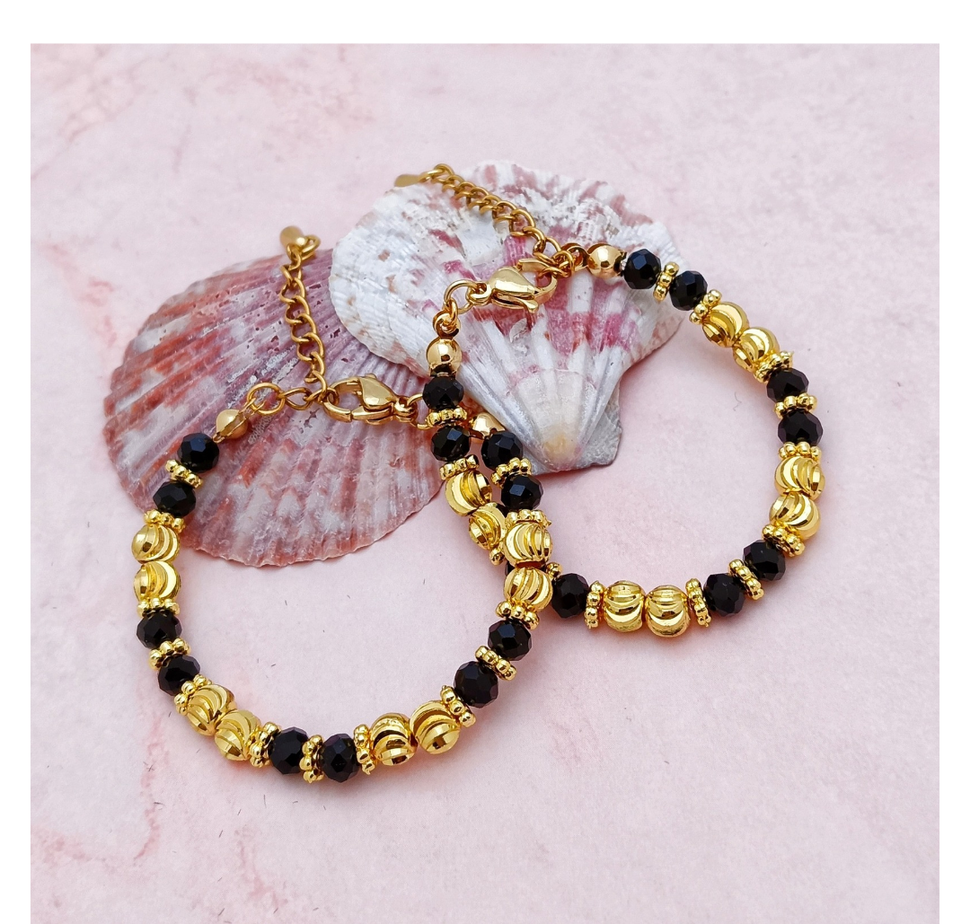 18ct Gold Plated Baby Bracelets-Available in Silver & Black
