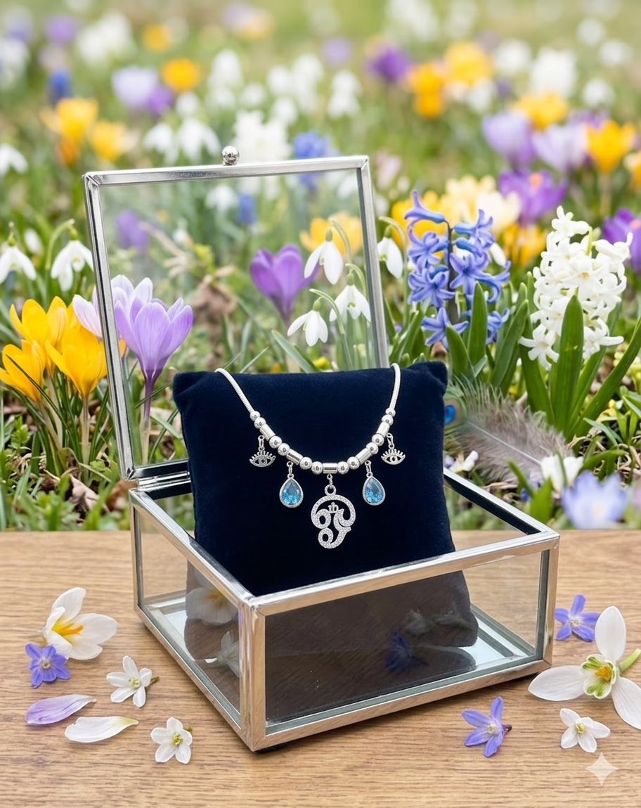 Stainless Steel, Gold Plated Tamil Aum with Evil Eye Necklace - Available in Gold and Silver