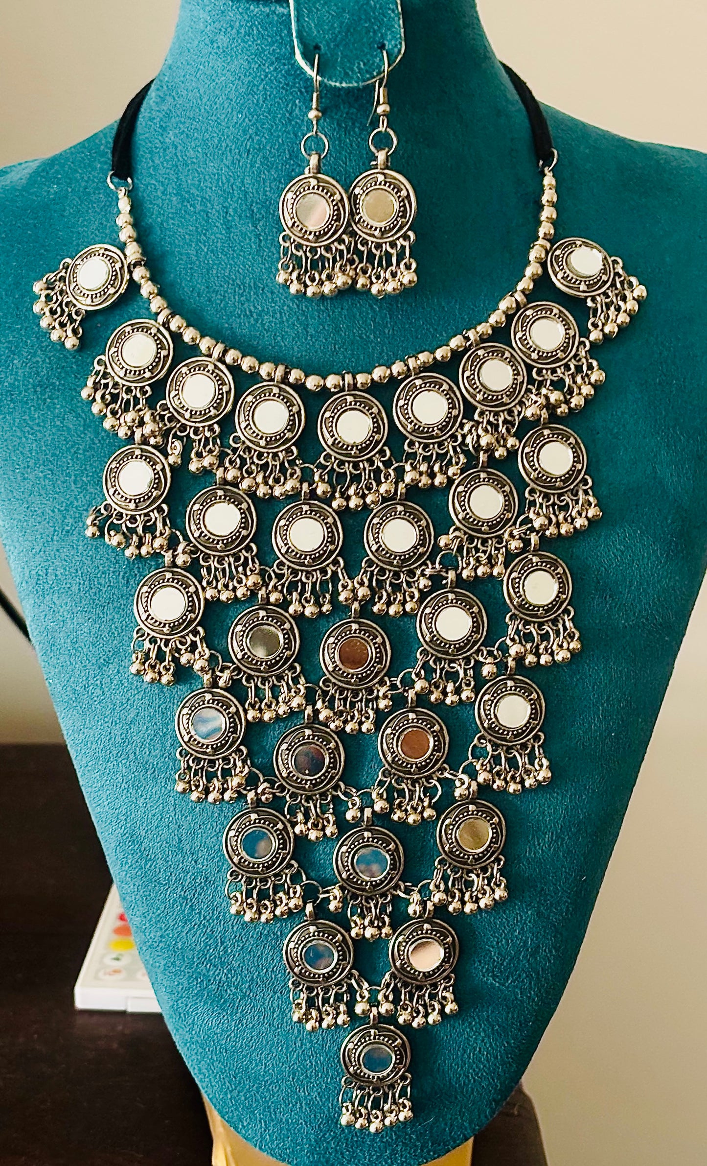 Mirror Necklace and Earrings Set