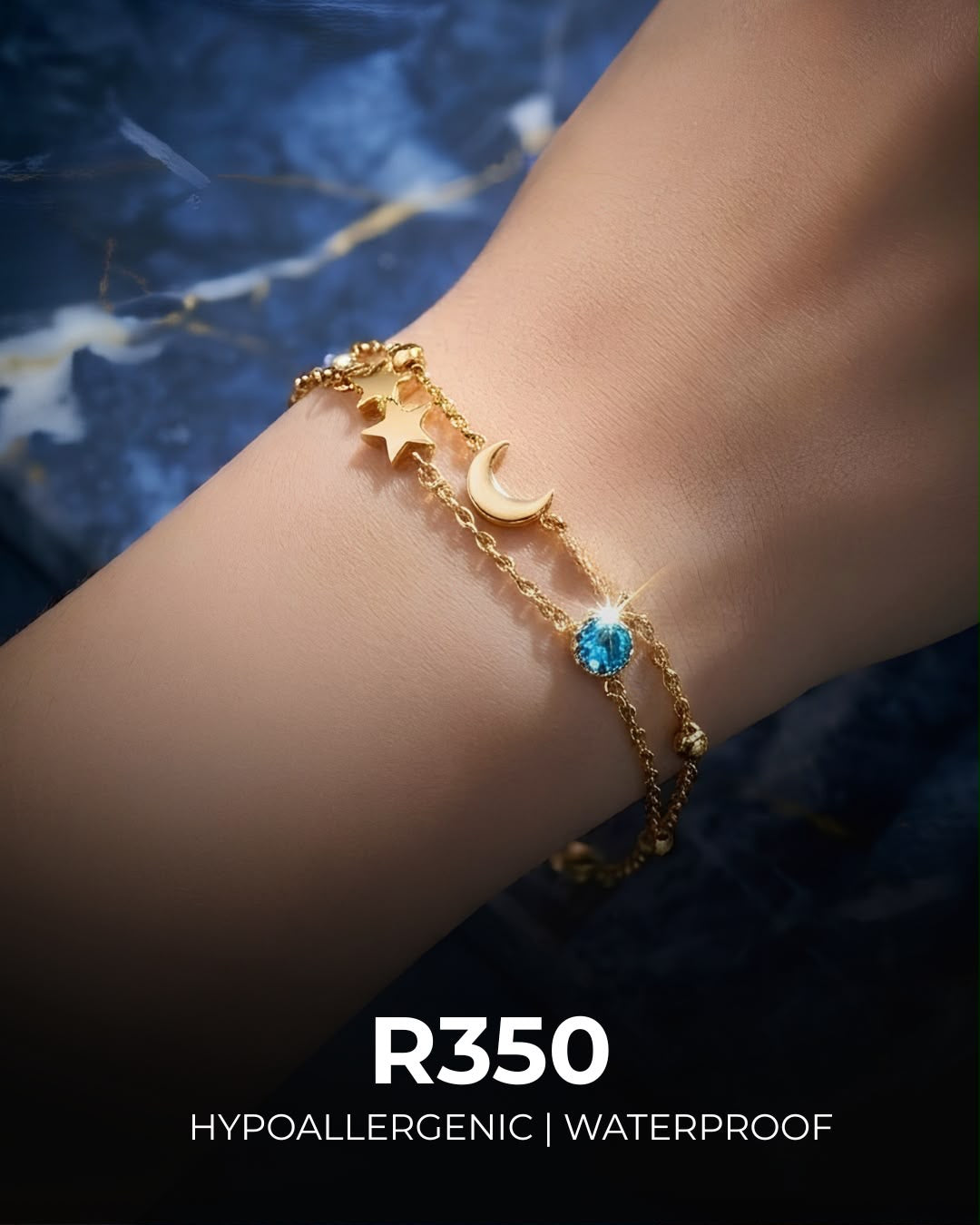 Moon & Stars Bracelet | Hypoallergenic & Waterproof