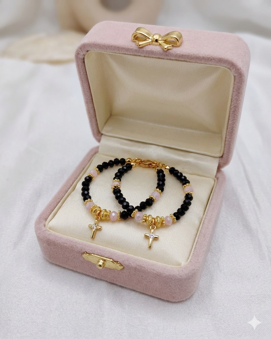 Gold Plated Baby Bracelets with Cross