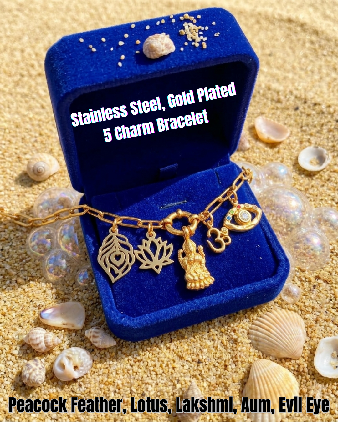 5 Charm, Adjustable Bracelet, Lakshmi