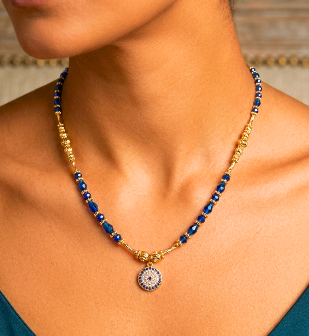 Gold Plated, Evil Eye, Beaded Necklace, Mangalsutra