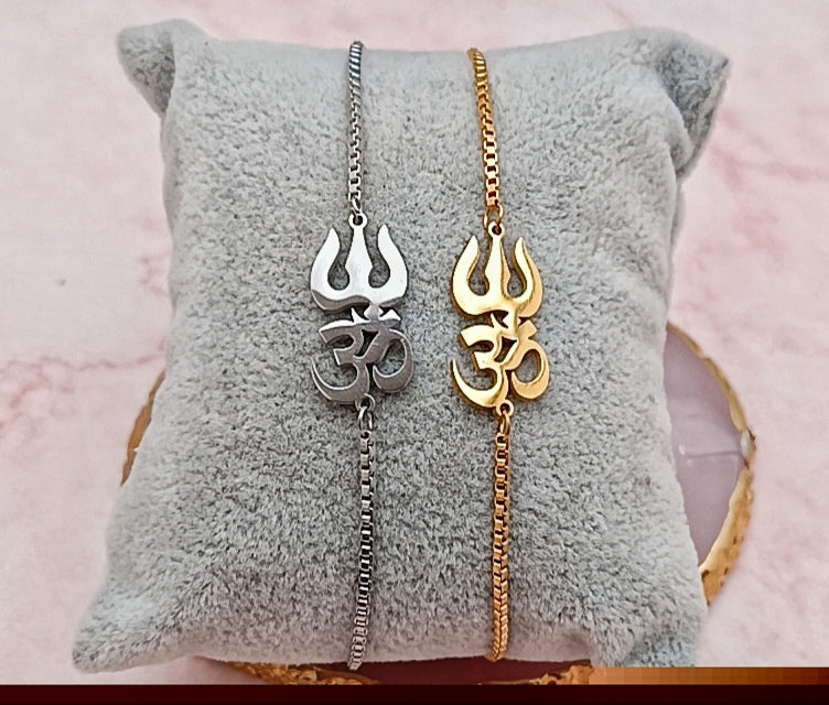 Stainless Steel Aum Trishul Bracelet