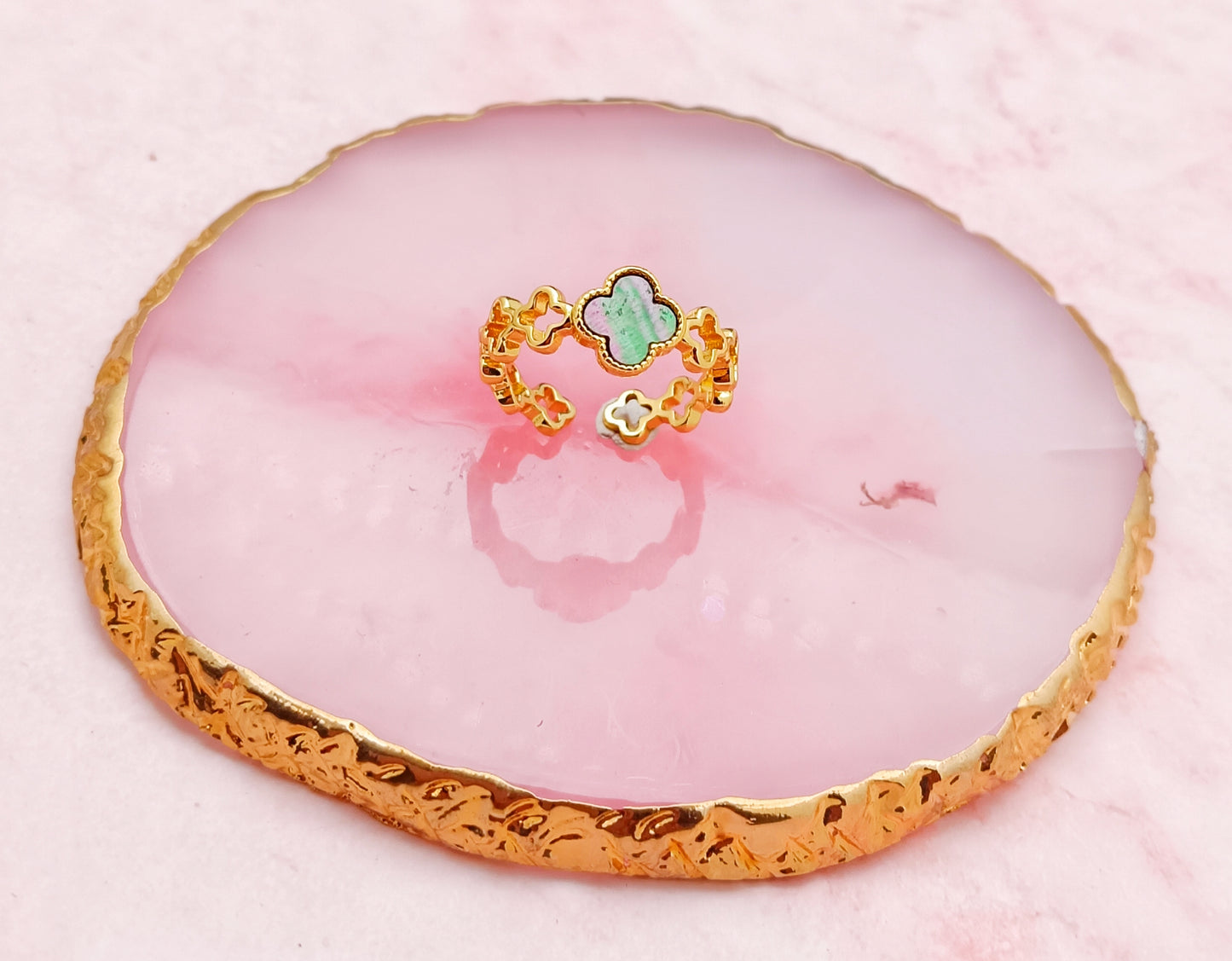 Fancy Clover Adjustable Ring