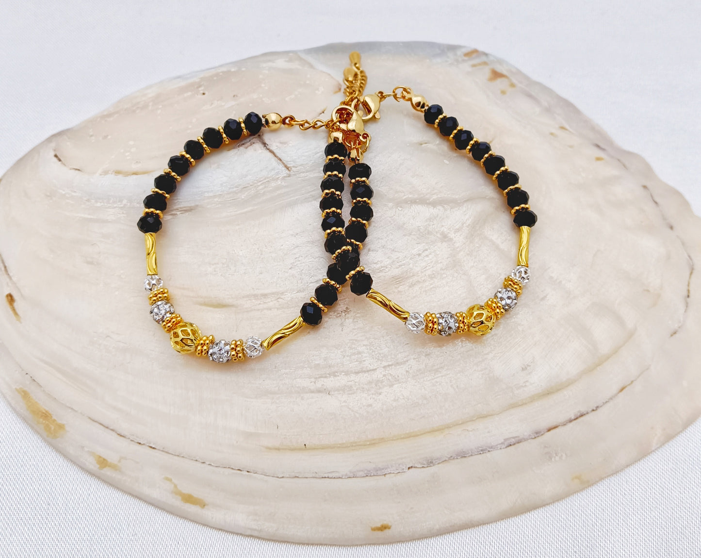Baby Bracelets - Black, Gold & Silver (Design 2)