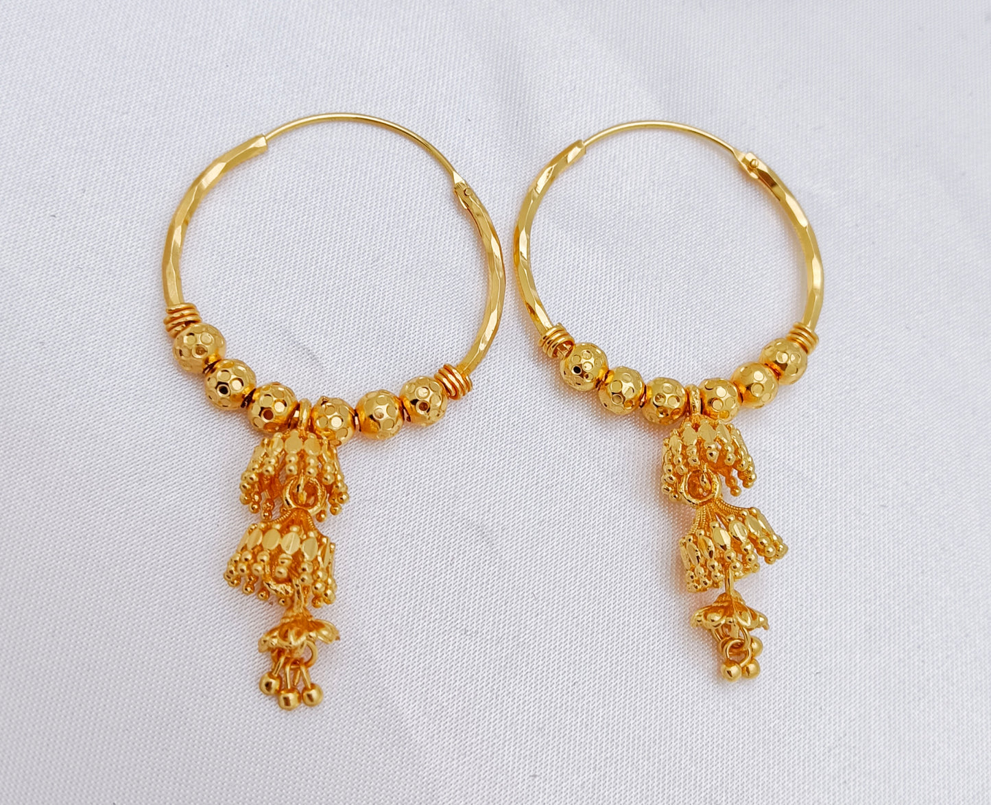 Gold Plated Hoop Earrings - Large size 3.5cm