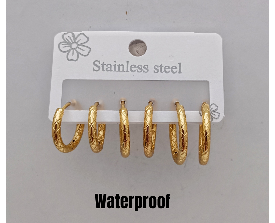 3 Pairs Stainless Steel Hoops