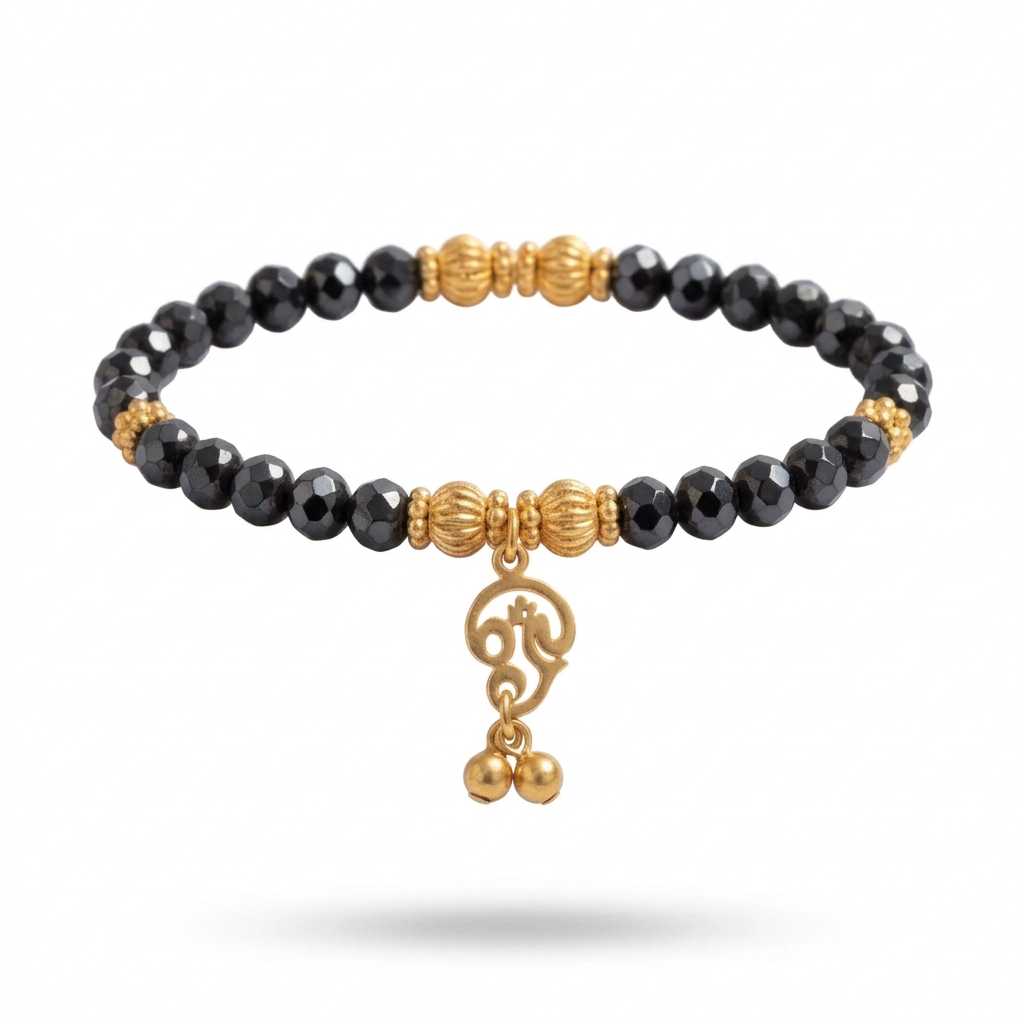 A gold-plated and waterproof beaded bracelet with a small gold charm