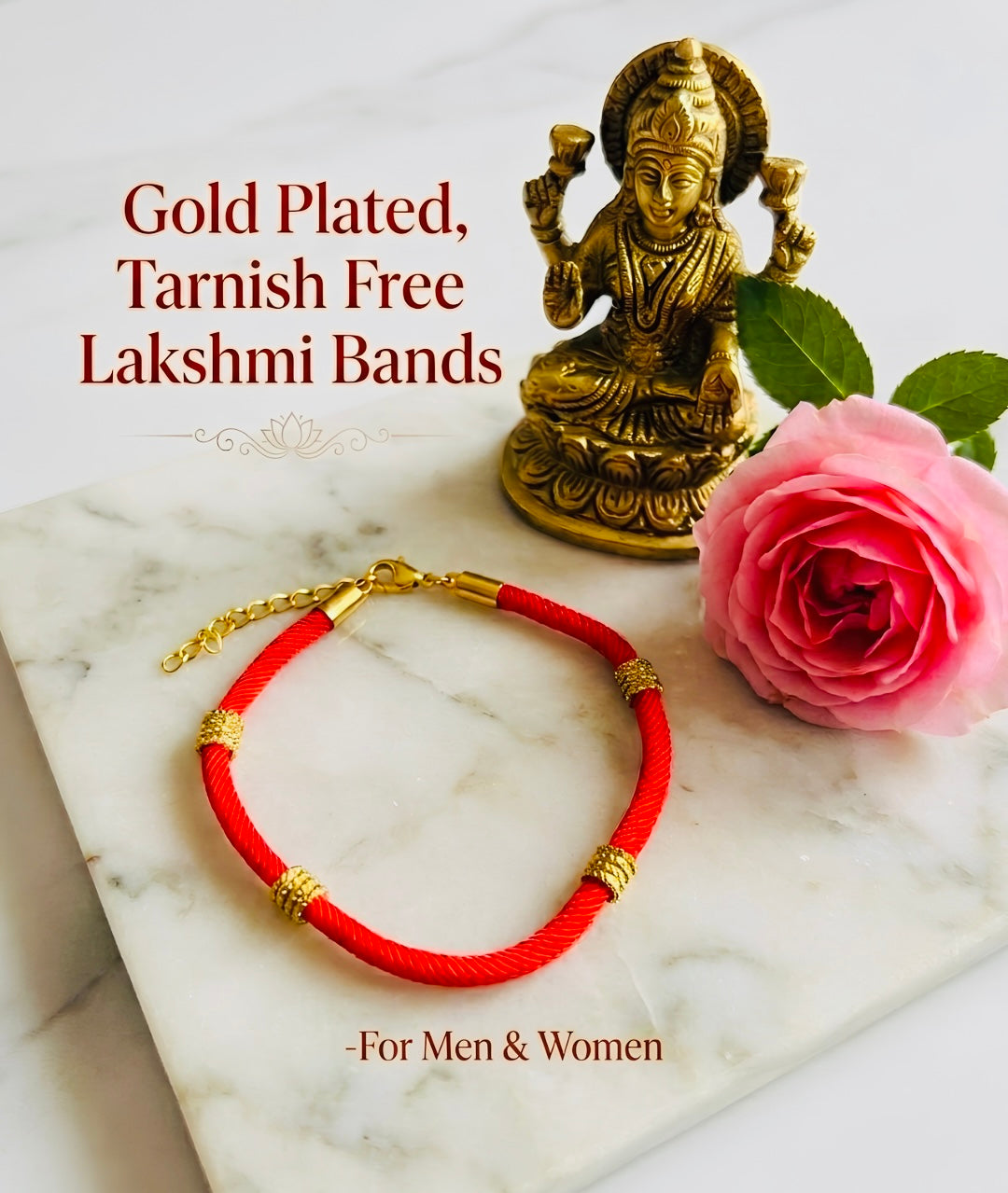 Gold Plated Lakshmi Bands, Tarnish Free
