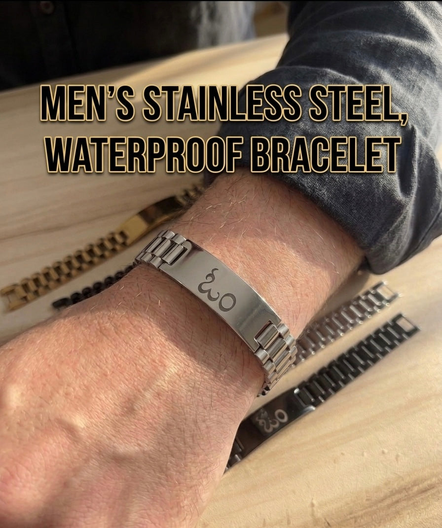 Men’s Stainless Steel, Waterproof Telegu Aum Bracelet (Tarnish Proof)