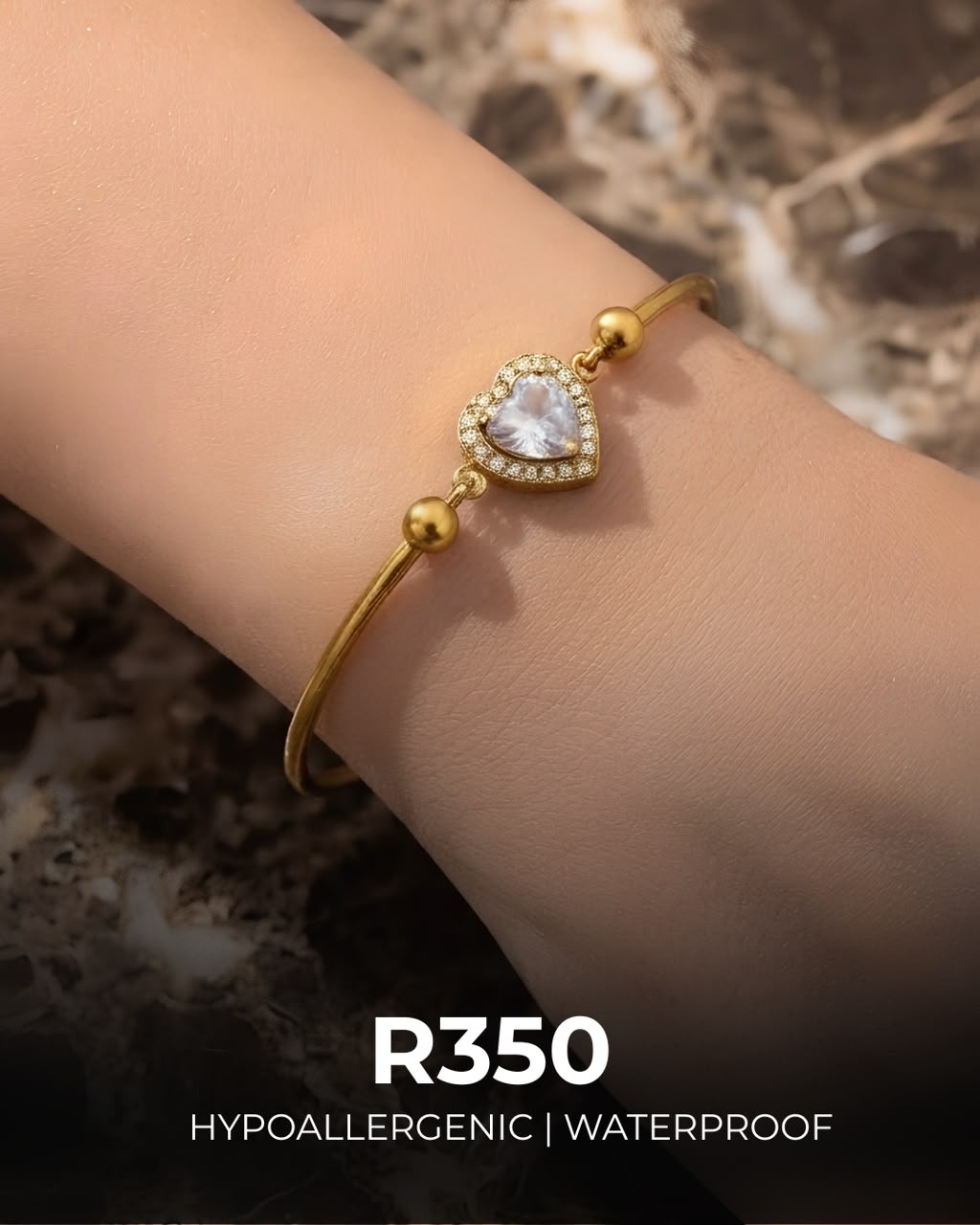 Heart Crystal Bracelet | Hypoallergenic & Waterproof