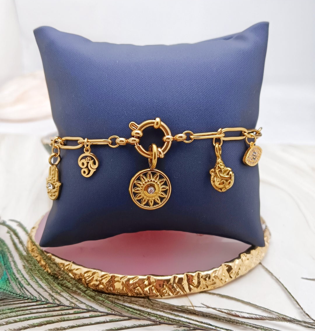 Tamil Aum Charm, Adjustable Bracelet
