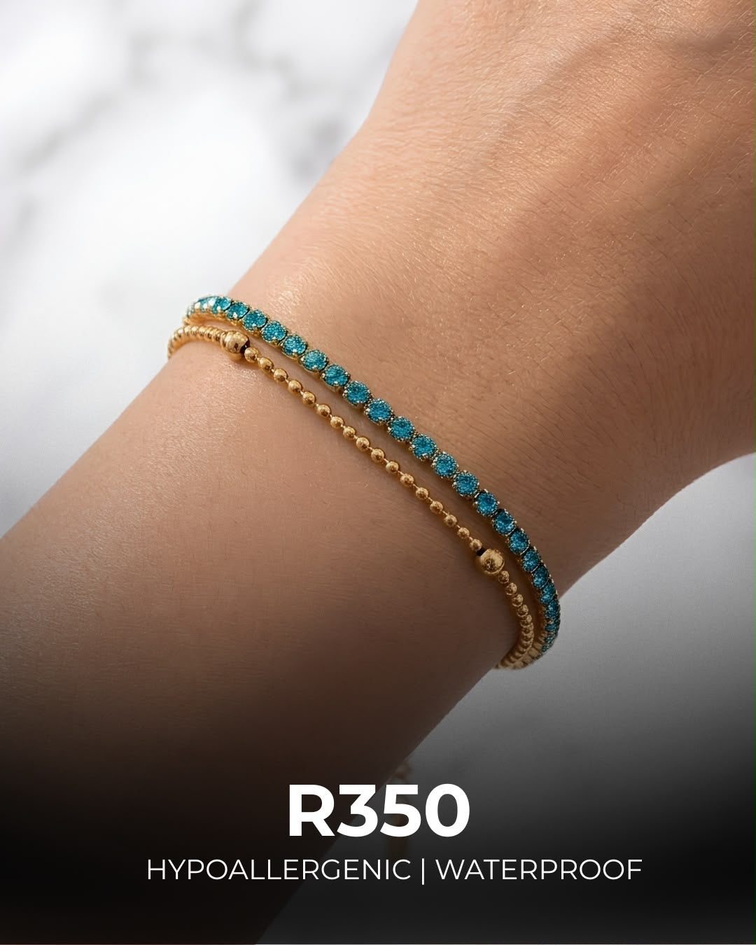 Blue & Gold Bracelet | Hypoallergenic & Waterproof