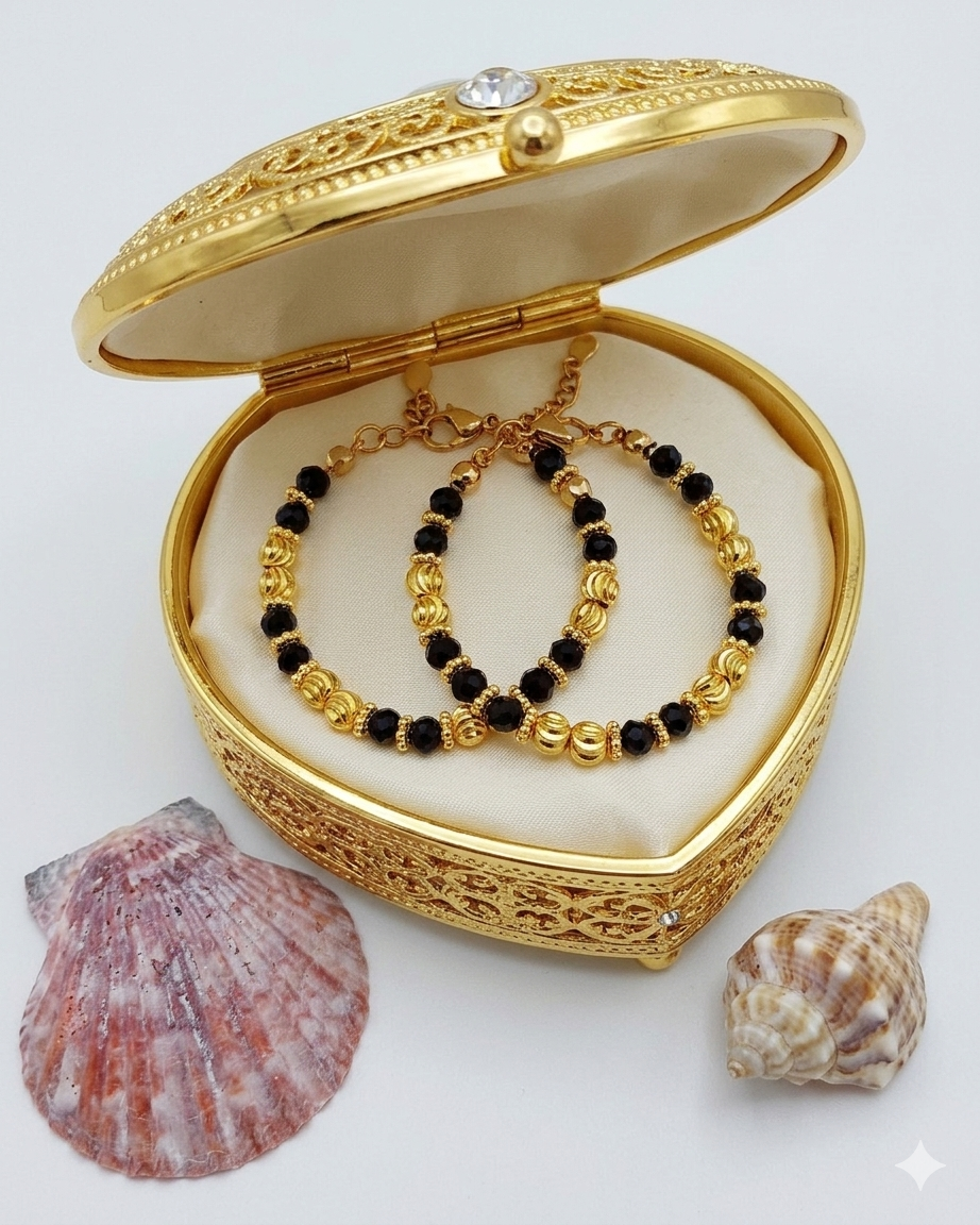 Gold Plated Baby Bracelets - Black