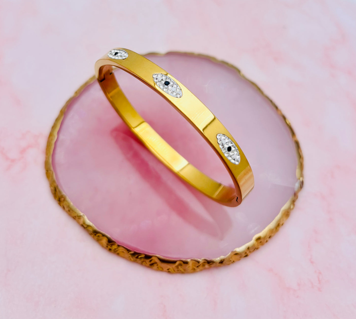 Stainless Steel, Gold Plated Evil Eye Bracelet