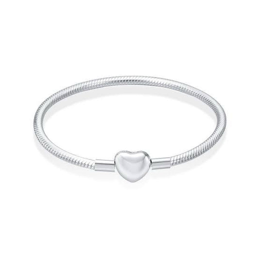 Sterling Silver Heart Clasp Charm Bracelet