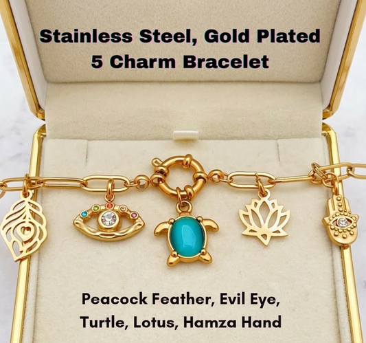 5 Charm, Adjustable Bracelet