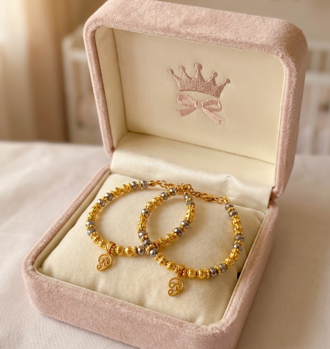 Gold Plated Baby Bracelets with Aum Charm - Silver