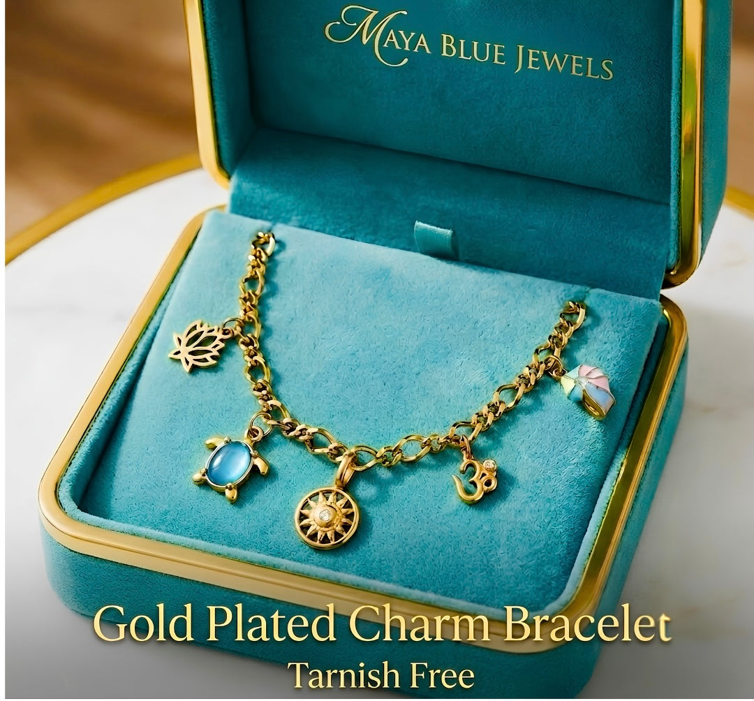 Gold Plated 5 Charm Bracelet - Sun