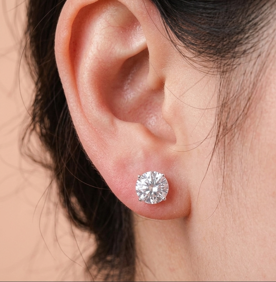 Sterling Silver, Cubic Zirconia Studs