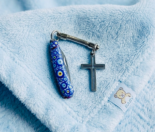 Evil Eye Baby Knife with Cross