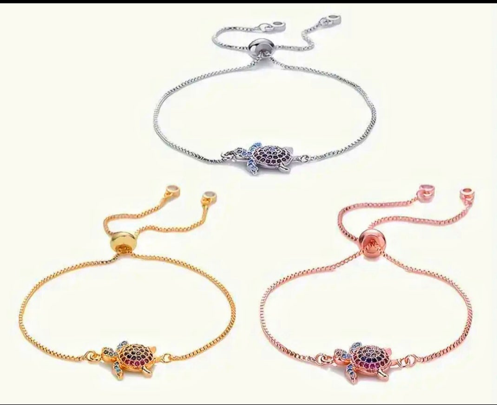 Turtle Bracelet with Cubic Zirconias