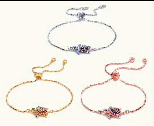 Turtle Bracelet with Cubic Zirconias