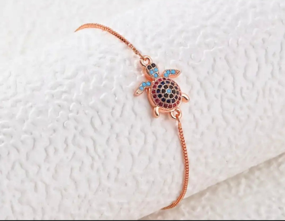 Turtle Bracelet with Cubic Zirconias