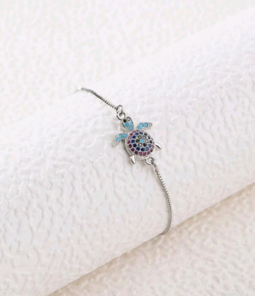 Turtle Bracelet with Cubic Zirconias