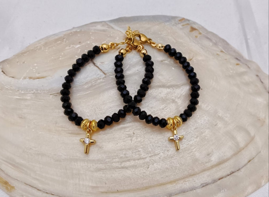 Gold Plated Baby Bracelets with Cross