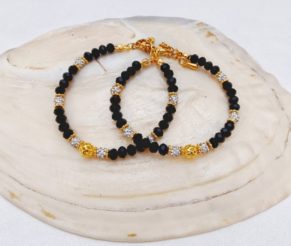 Baby Bracelets - Black, Silver & Gold