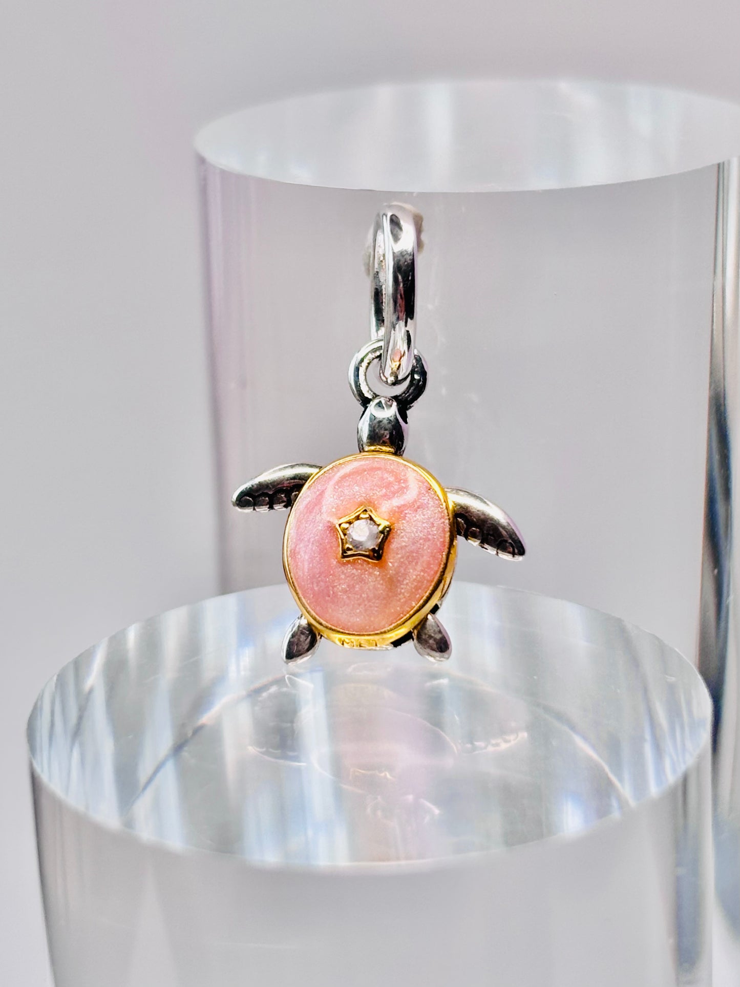 Two Tone Pink Turtle Charm