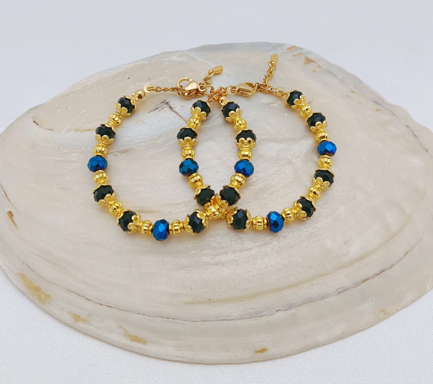 Baby Bracelet Gold Plated Blue/Black Bracelet
