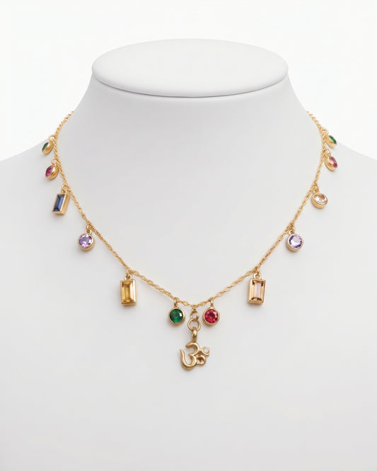 Hindi Aum Colourful Necklace & Bracelet Set