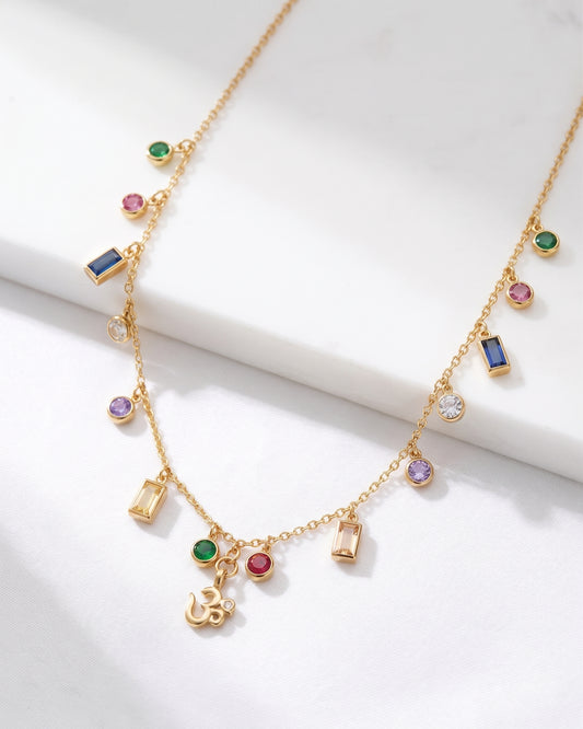 Hindi Aum Colourful Necklace & Bracelet Set