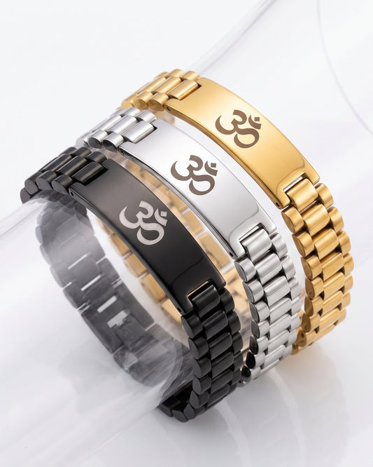 Men’s Hindi Aum Bracelet (Waterproof & Tarnish Free)