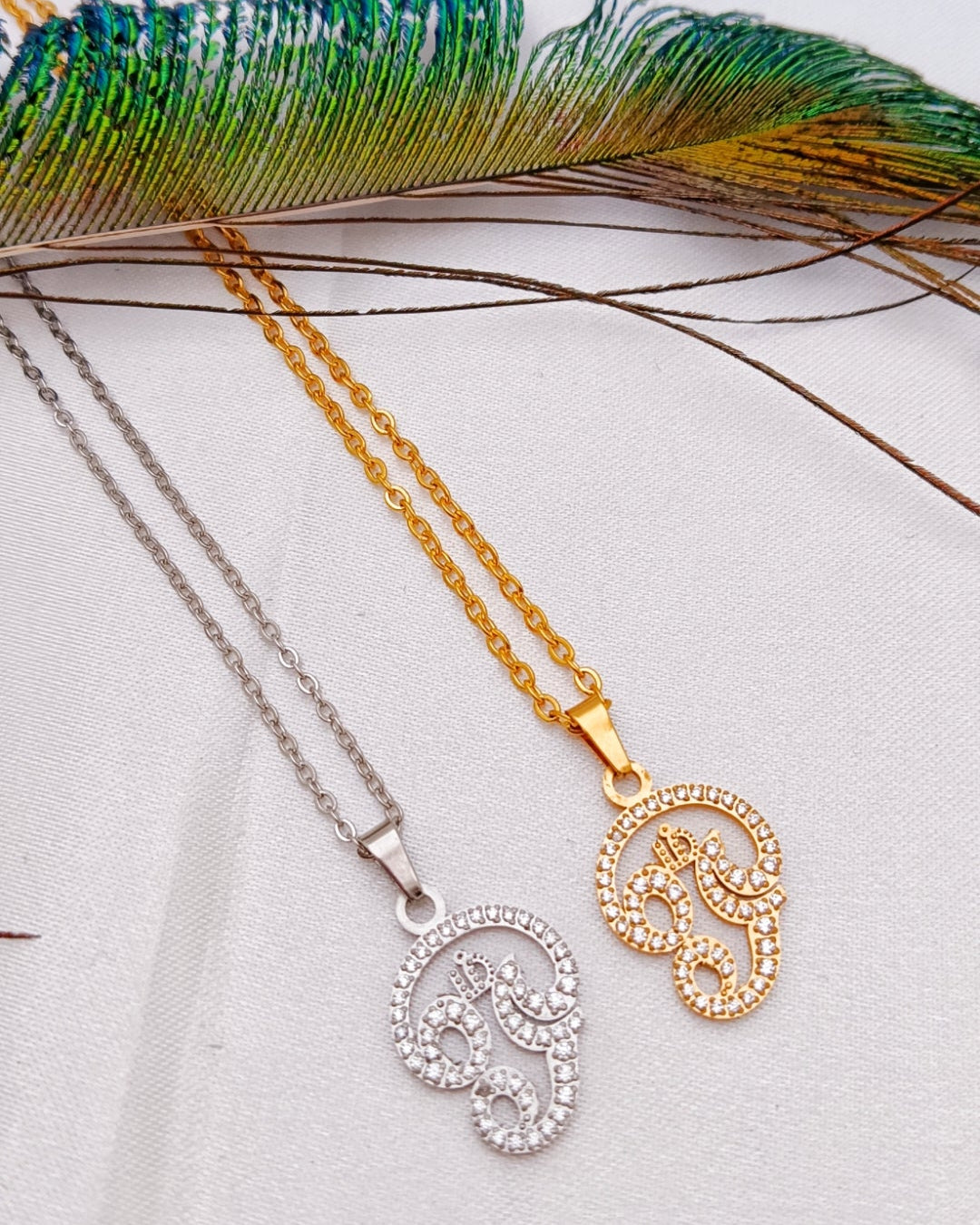 Tamil Om/Aum Necklace with Cubic Zirconia