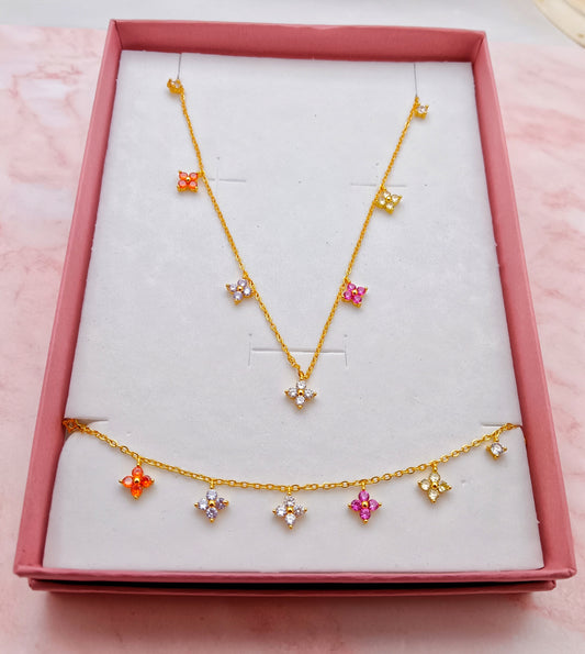 Mini Clover Necklace and Bracelet Set