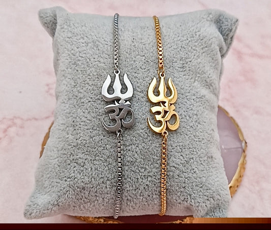 Stainless Steel Aum Trishul Bracelet