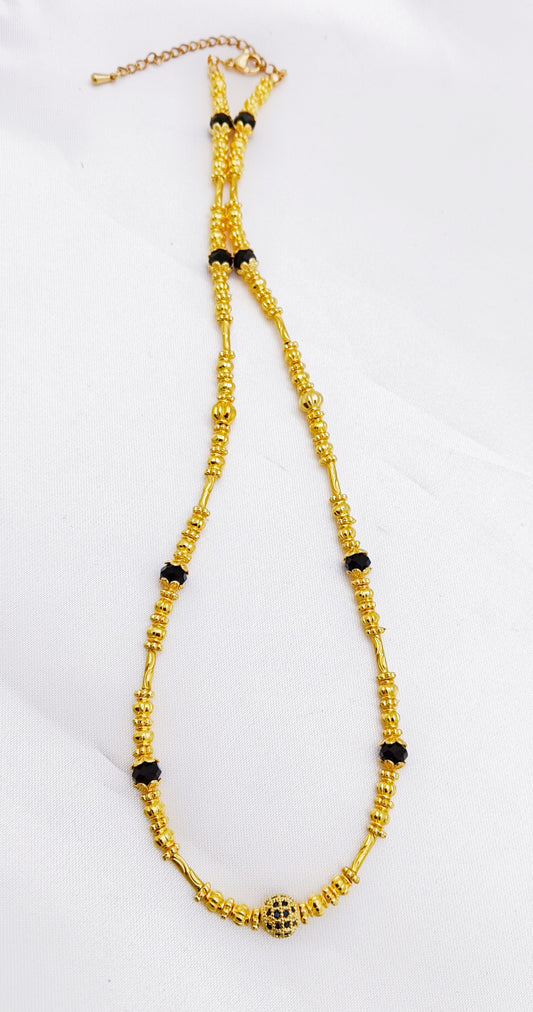 Beaded Necklace - Black & Gold
