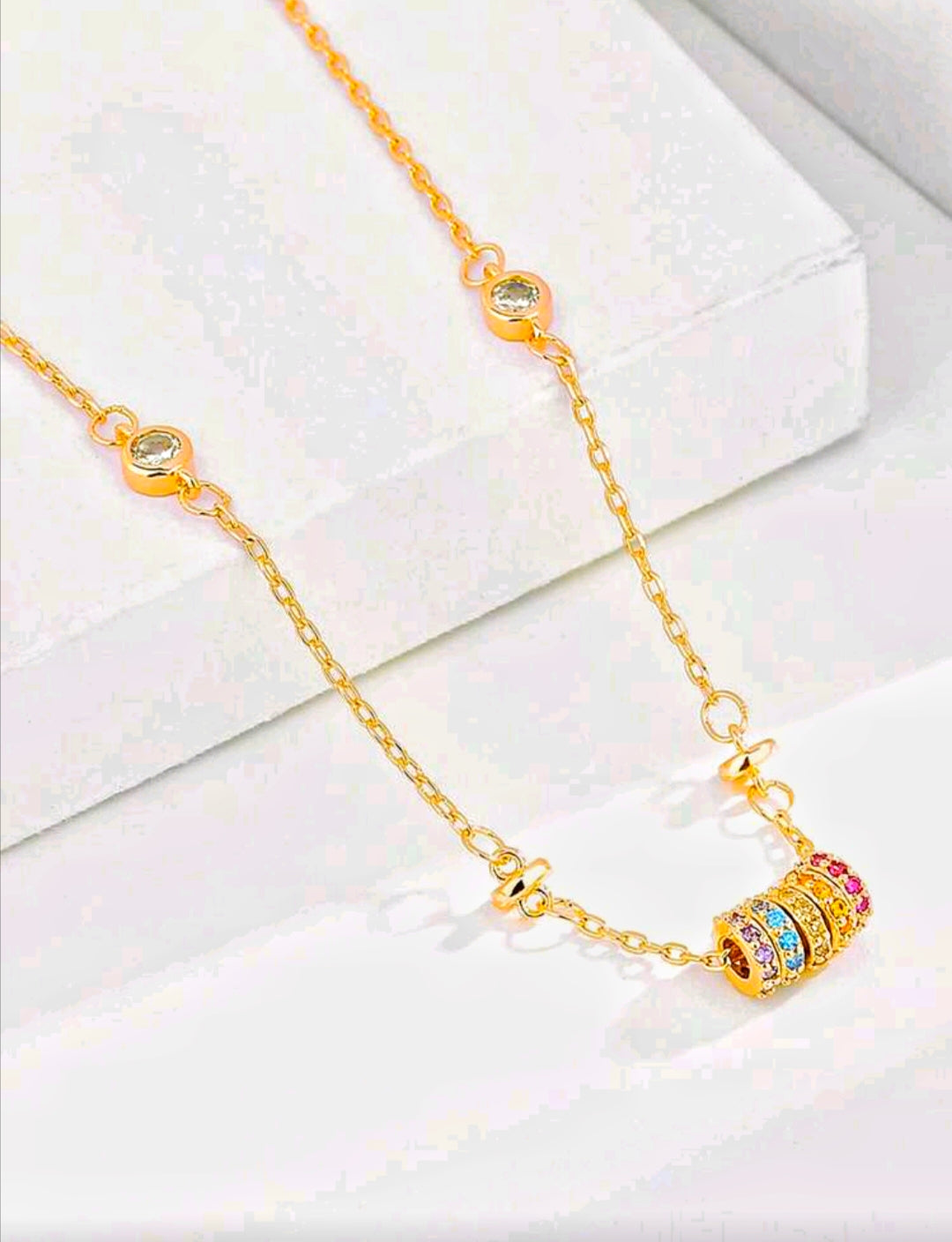 Sterling Silver Color Discs Necklace