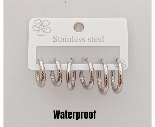 3 Pairs Stainless Steel Hoops