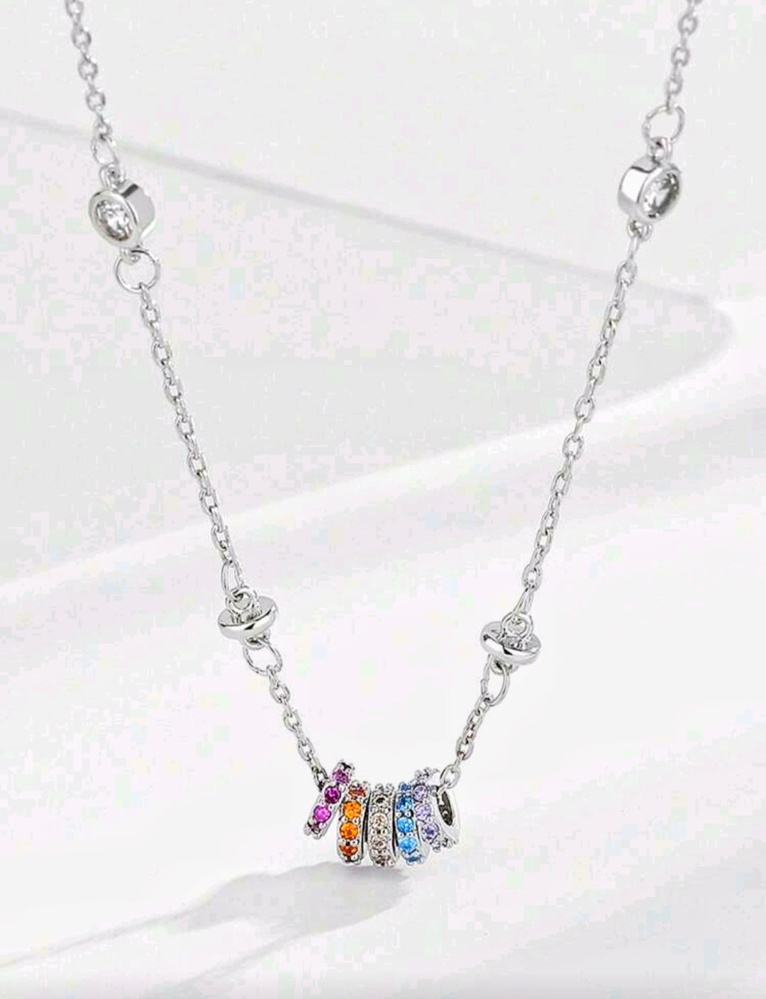 Sterling Silver Color Discs Necklace