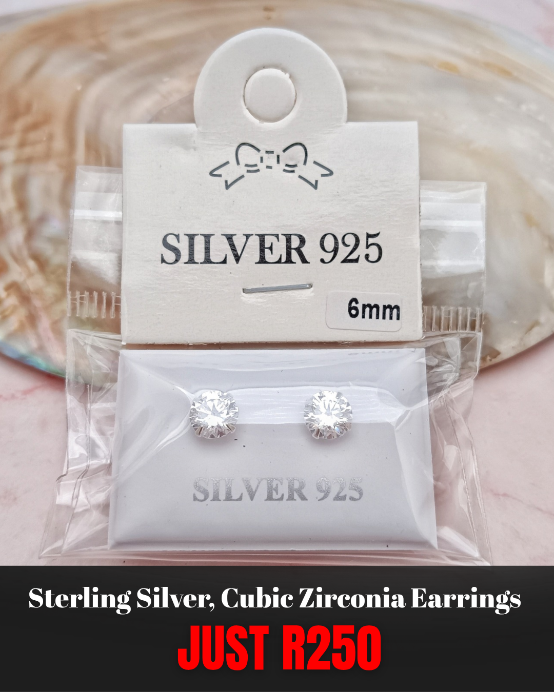 Sterling Silver, Cubic Zirconia Studs