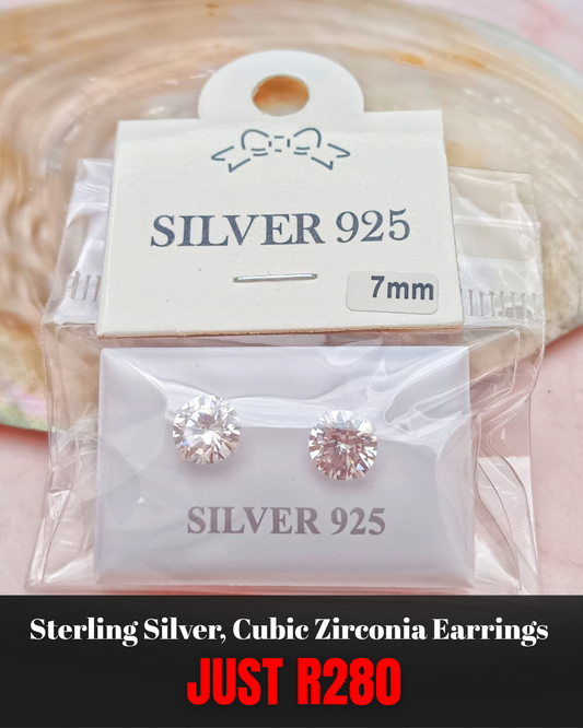 Sterling Silver, Cubic Zirconia Studs
