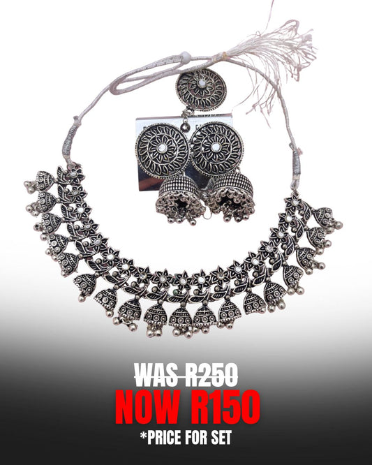 4 Piece Oxidized Silver Jewelry Set